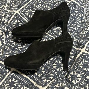 Black suede bootie high heel